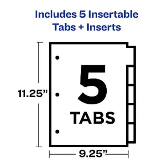 NWT Avery Big Tab Insertable Plastic Dividers, 5-Tab, Two Tone, Set - Picture 5 of 8